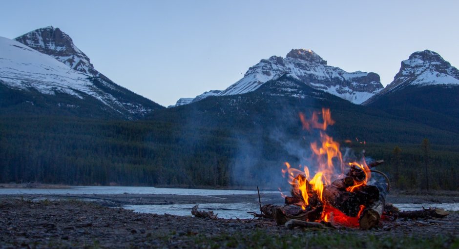 bonfire near the mountain
