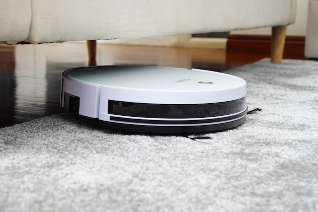 robot vacuum cleaner on the carpet