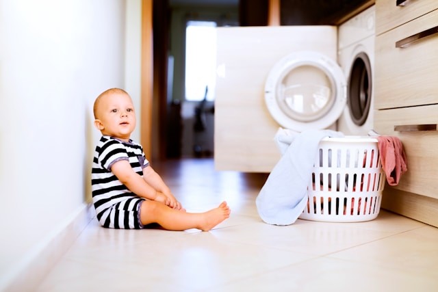 baby near basket