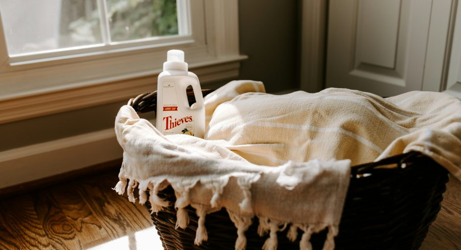 wooden laundry basket