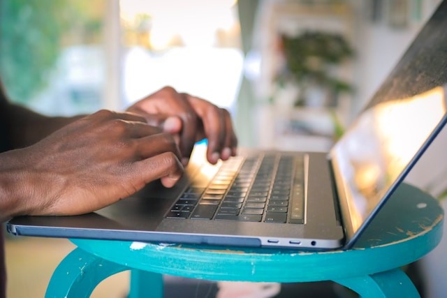 person typing