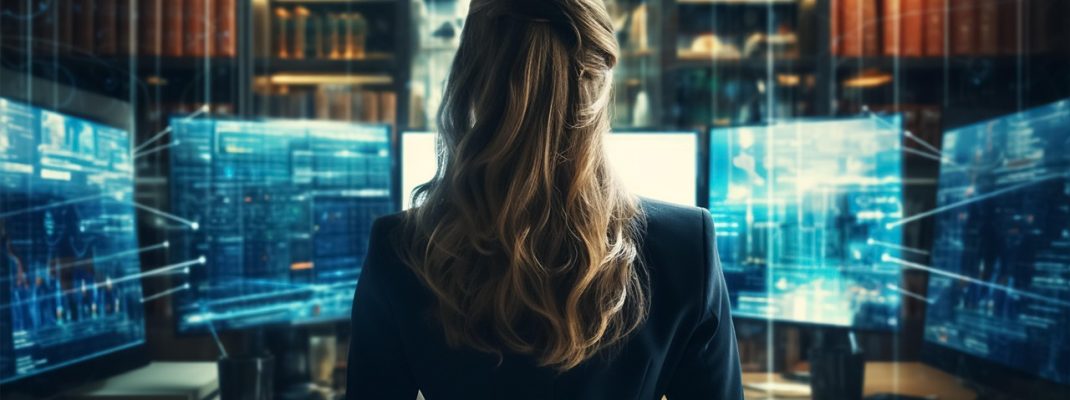 woman in front of computer