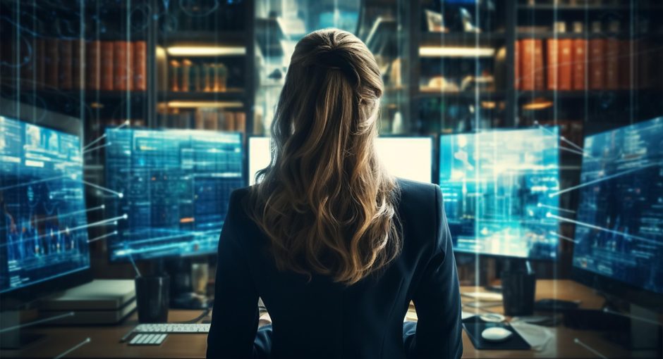 woman in front of computer
